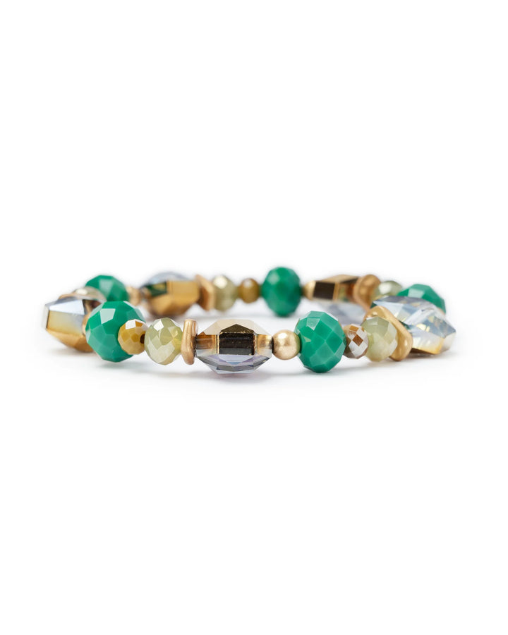 Bracciale elastico con pietre in vetro verde - Sophiaabbigliamento